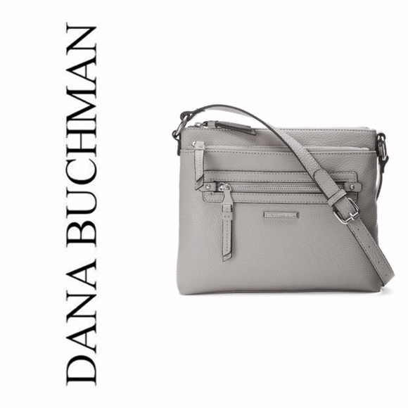 Dana Buchman Handbags - Gray Leather Crossbody Bag Gracie by Dana Buchman